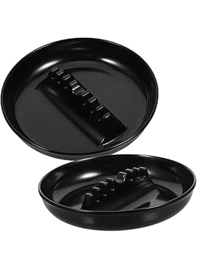 2pcs Thickened Round Car Ashtray Smokeless Automotive Lid Ashtray Accessories Black - Image 1