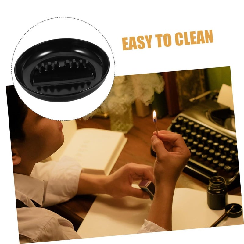 2pcs Thickened Round Car Ashtray Smokeless Automotive Lid Ashtray Accessories Black - Image 3