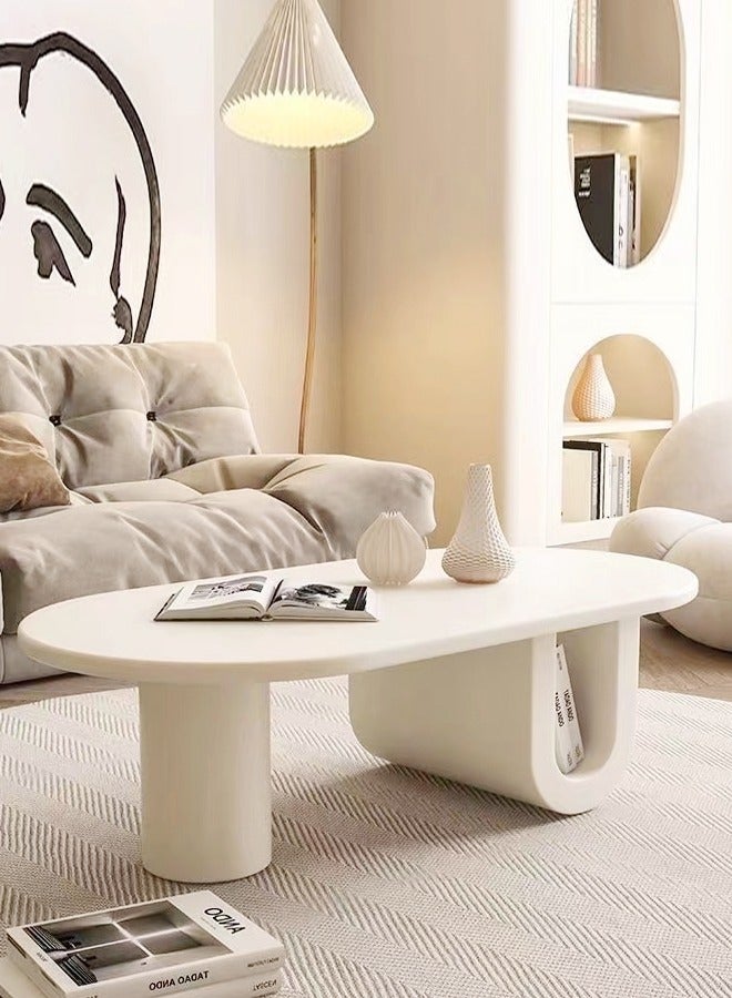 fashionhome Multipurpose Curve Design Coffee Table Stable Unique Base Sofa Side Table Centre Table Side Table for Living Room 100x60x41 cm - Image 1