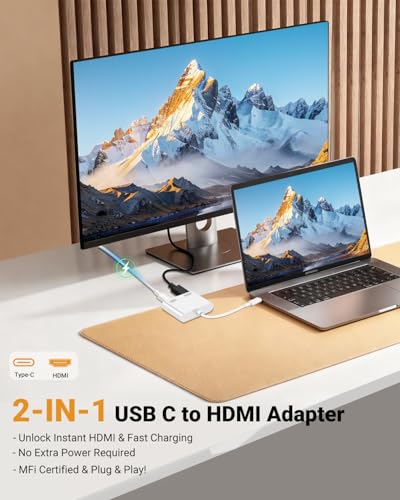 Microwoo USB C to HDMI Adapter, Type C to 4K HDMI Adapter with 100W PD Multiport Digital AV Converter for MacBook Pro/air, iPad Pro/air, iPhone 15/16/17, Tablets, Switch and More USB-C Devices - Image 3