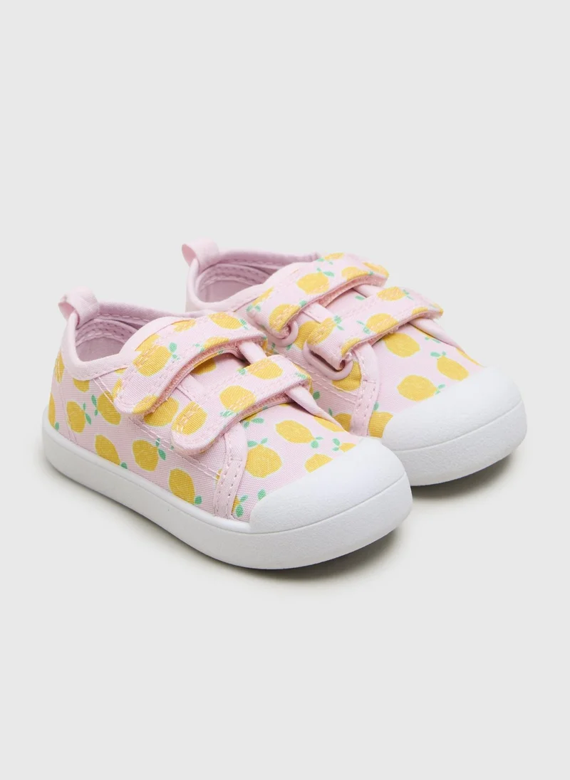 Matalan Girls Pink Lemon Print Strap Canvas Shoes