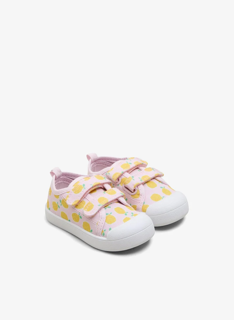 ماتلان Girls Pink Lemon Print Strap Canvas Shoes