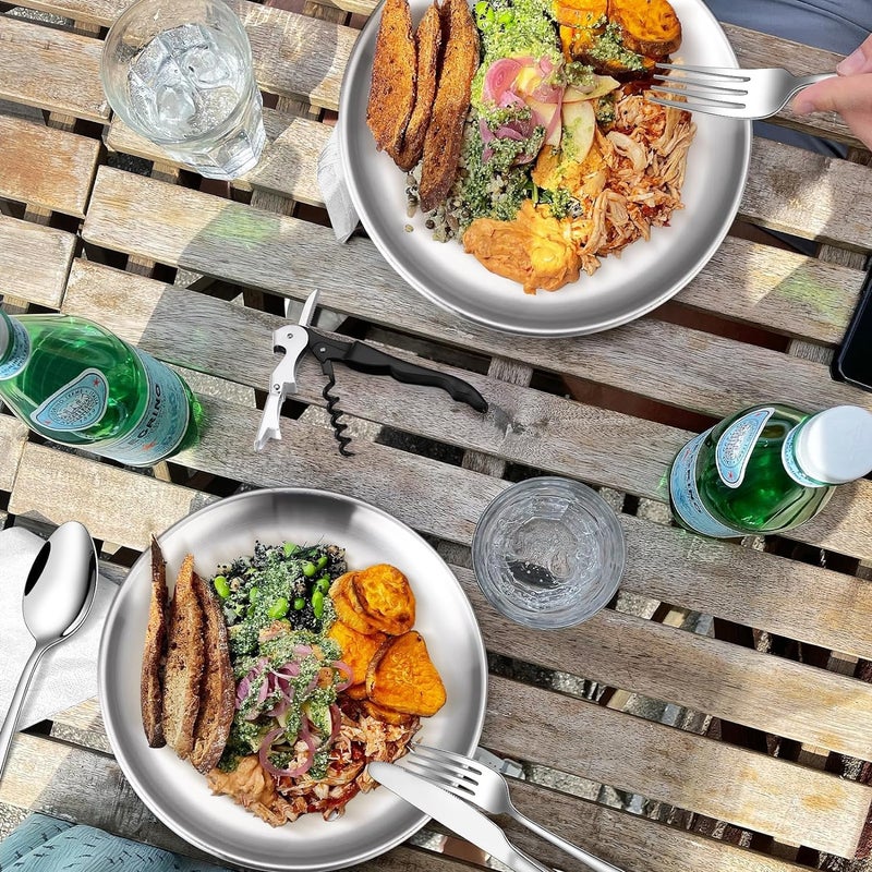 KEYOZA Camping Cutlery Set Outdoor Travel Cutlery with Forks Spoons Knives Bottle Openers Plates and Ideal for Outdoor Cookware Travel Hiking Camping Perfect for 4 People - Image 5