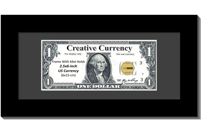 Creative Picture Frames 4x9bkb Black First Dollar Frame with Black Matting Easel Stand and Wall Hanger Included - Image 1