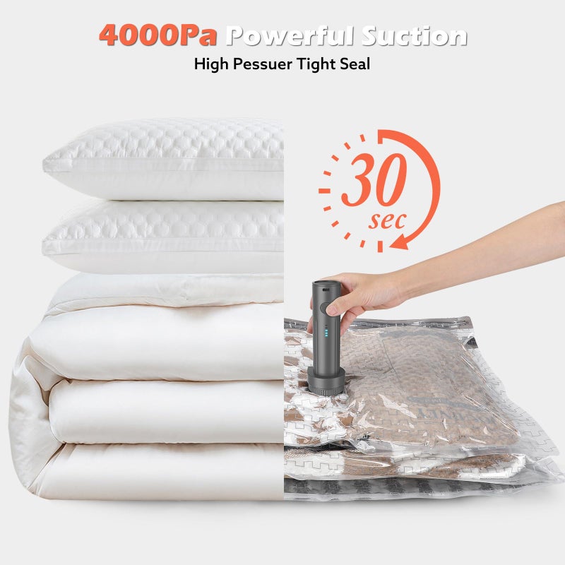 Apoaa Travel Vacuum Bags with Wireless Charging Air Pump, 12 Pack Vacuum Seal Bags with 3 Sizes for Clothing Travel, Space Saver for Luggage, Business Trip, Home Storage, - Image 3