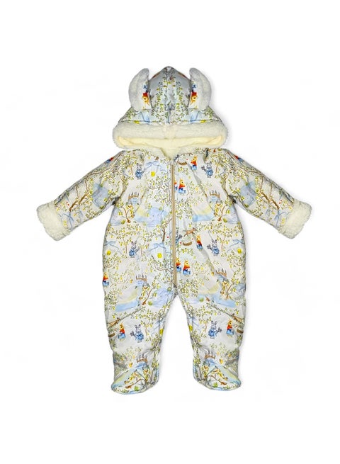 Baby jumpsuit with fur inside and hood