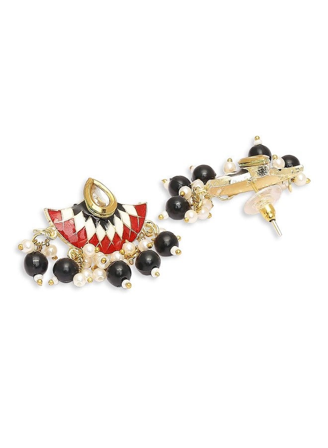 fabula Jewellery Red & Black Meenakari Ethnic Drop Earrings for Women & Girls Stylish Latest (HCE253_Z) - Image 5