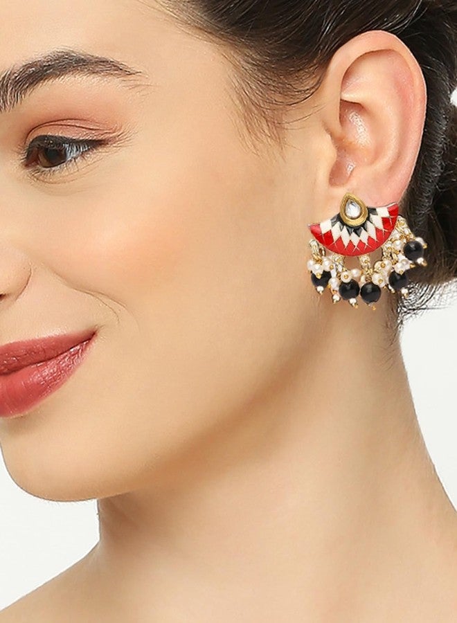 fabula Jewellery Red & Black Meenakari Ethnic Drop Earrings for Women & Girls Stylish Latest (HCE253_Z) - Image 2