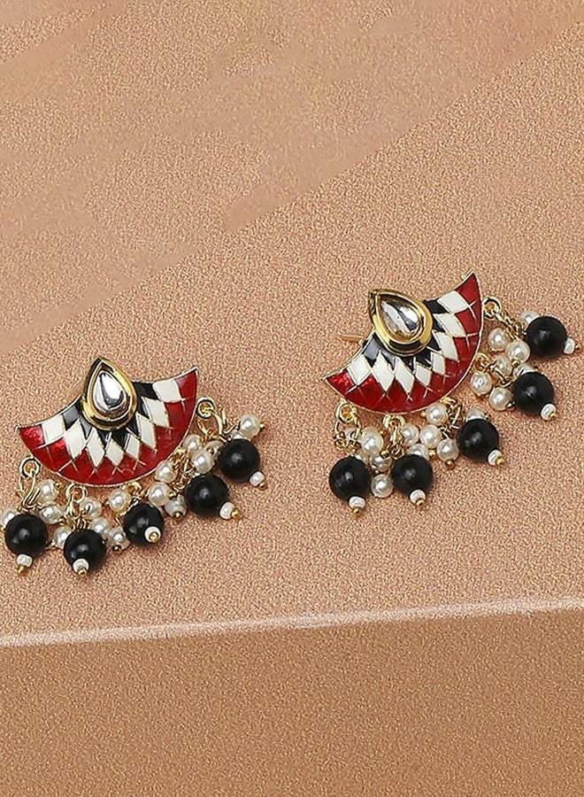 fabula Jewellery Red & Black Meenakari Ethnic Drop Earrings for Women & Girls Stylish Latest (HCE253_Z) - Image 4