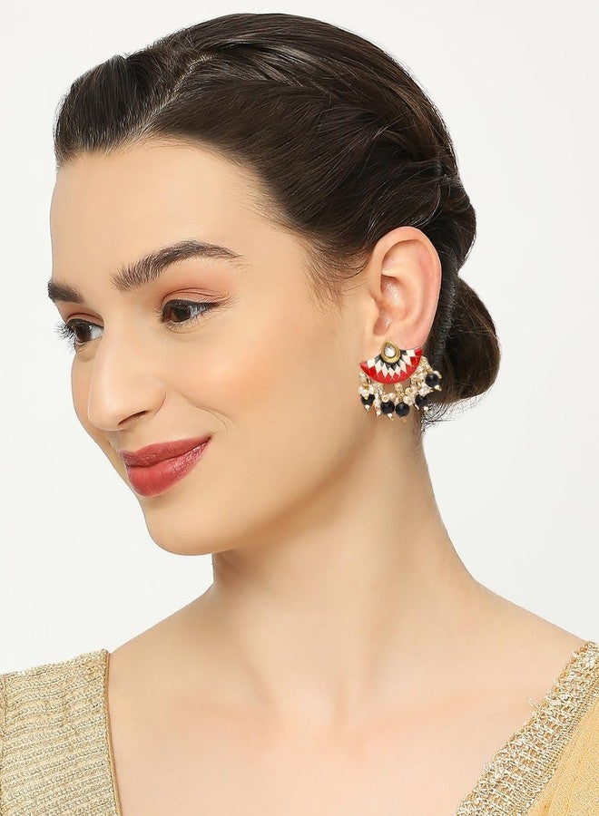 fabula Jewellery Red & Black Meenakari Ethnic Drop Earrings for Women & Girls Stylish Latest (HCE253_Z) - Image 3