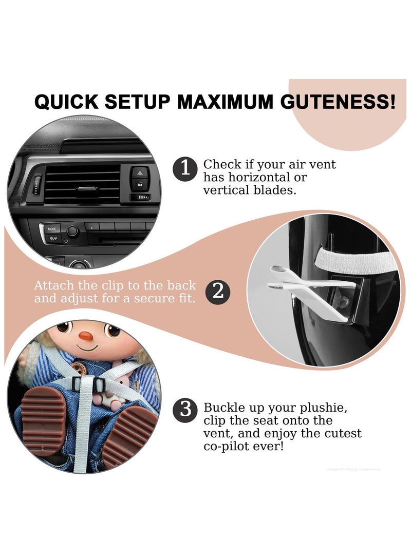 Doll car seat Compatible with Labubu, Vent Clip for 10-17cm Blind Box Toys, Secure Doll Seat with Adjustable Safety Strap & Airflow-Friendly Design, Car Decor (Doll Not Included)  - Image 4