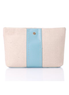 Vertical Leather Detail For Linen Simple Pouch