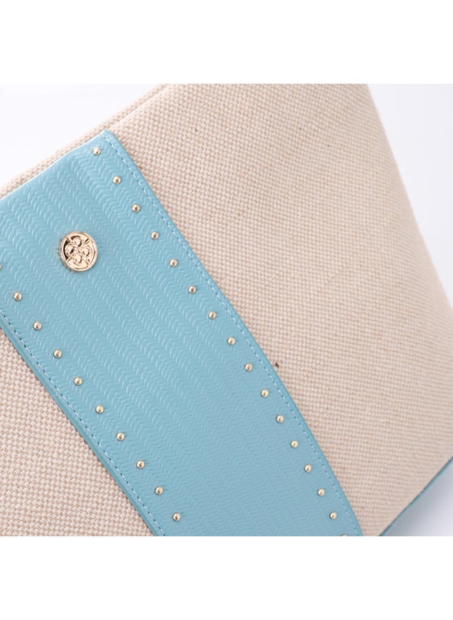 DejaVu - Vertical Leather Detail For Linen Simple Pouch - Image 1