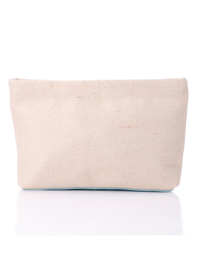 DejaVu - Vertical Leather Detail For Linen Simple Pouch - Image 1