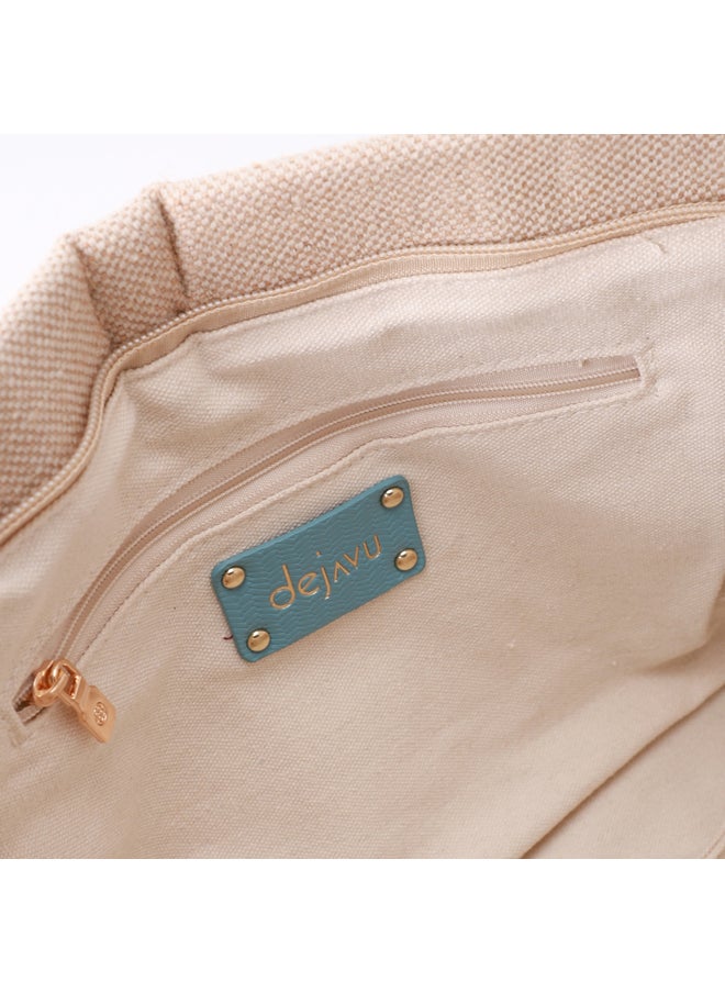 DejaVu - Vertical Leather Detail For Linen Simple Pouch - Image 1