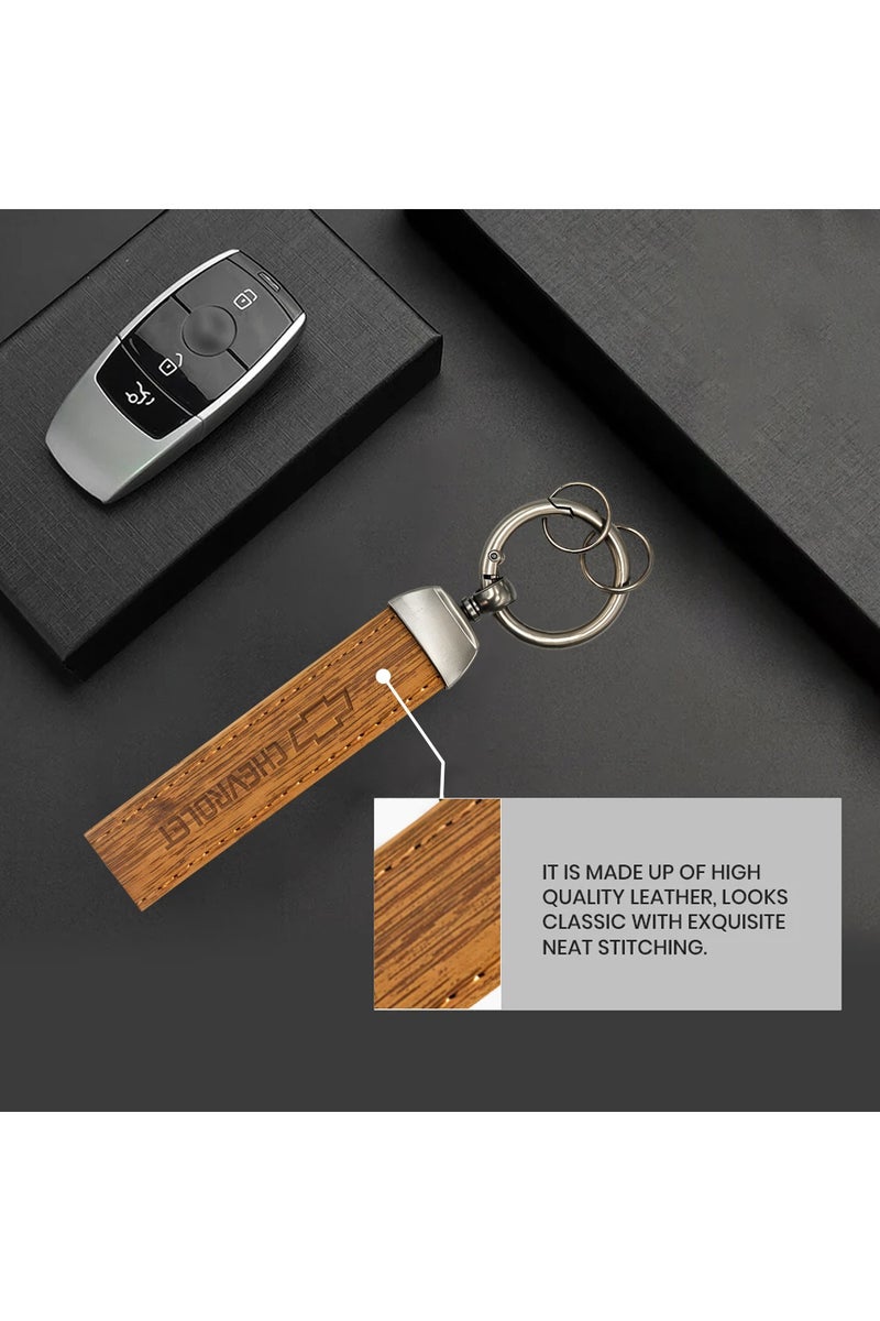 Chevrolet Premium CHEVROLET Car Key Chain with Metal Ring and PU Leather Strap - Elegant and Durable  - Image 3