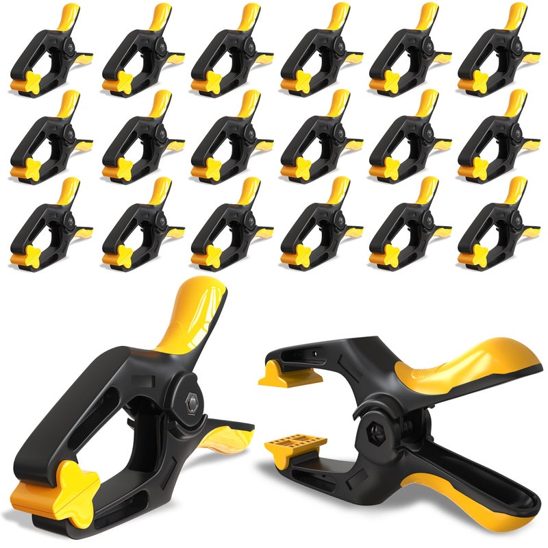 EQUIPTZ Spring Clamps 3 inch - 20 Pack Clamps for Backdrop Stand, Tarps, Crafts & Pool Cover with 1.5 Inch Mouth Opening - Small Clamps for Photography Studio with Non-Detachable Jaw Pads - Image 1