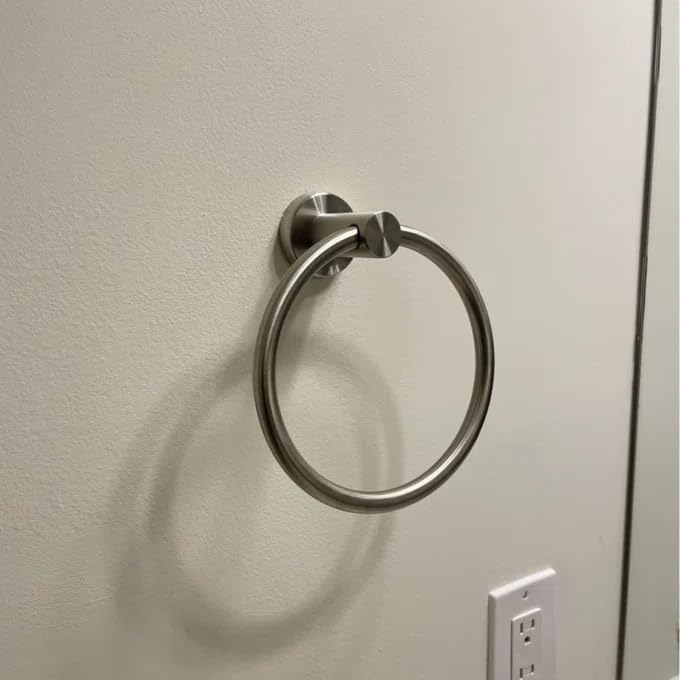 USHOWER 2 Pack Brushed Nickel Towel Ring, Hand Towel Holder for Bathroom Wall Mounted, Durable 304 Stainless Steel, Modern Style - Image 5