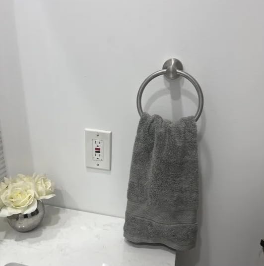USHOWER 2 Pack Brushed Nickel Towel Ring, Hand Towel Holder for Bathroom Wall Mounted, Durable 304 Stainless Steel, Modern Style - Image 4