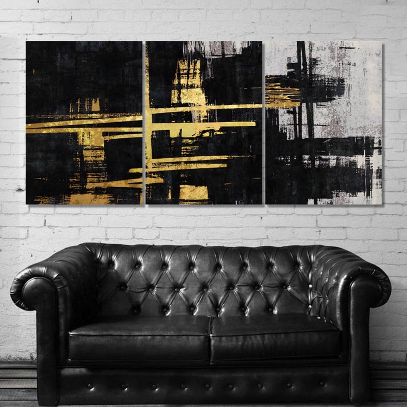 Marktna Three luxurious modern-designed canvas prints with a hollow frame, measuring (150×70), three pieces - Image 1