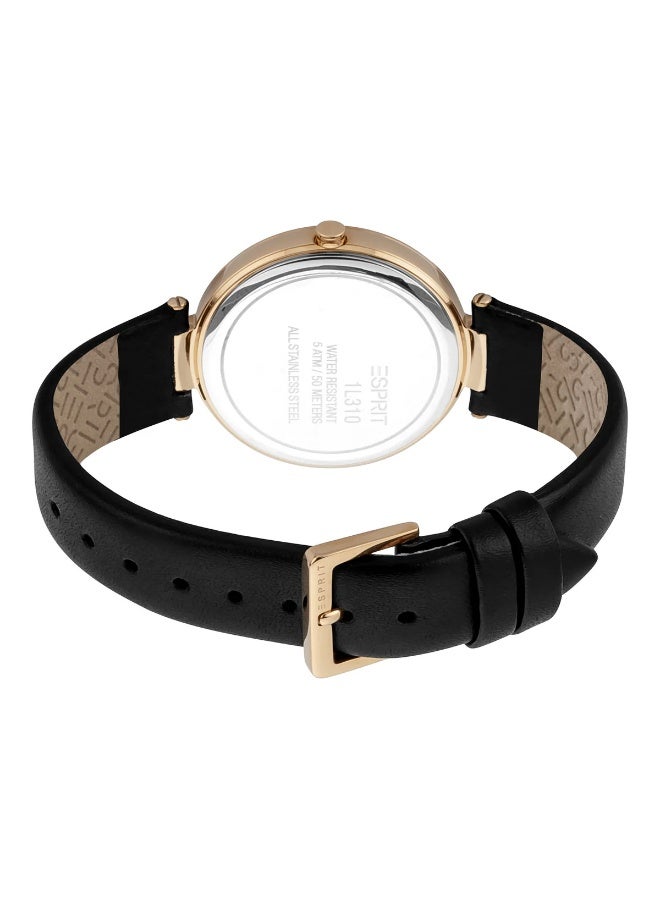 ESPRIT Women's Watch with Rose Gold Stainless Steel Case and Black Leather Band - Image 3