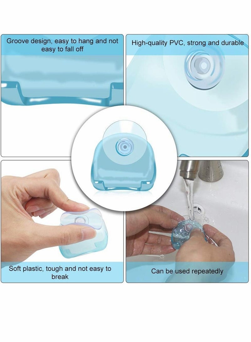 Y&D 6 PCS Razor Holder with Suction Cup, Shower Shaver Cup Self-Adhesive Wall Mount Bathroom Organizer for Glass and Tiles, Gray Blue - Image 3