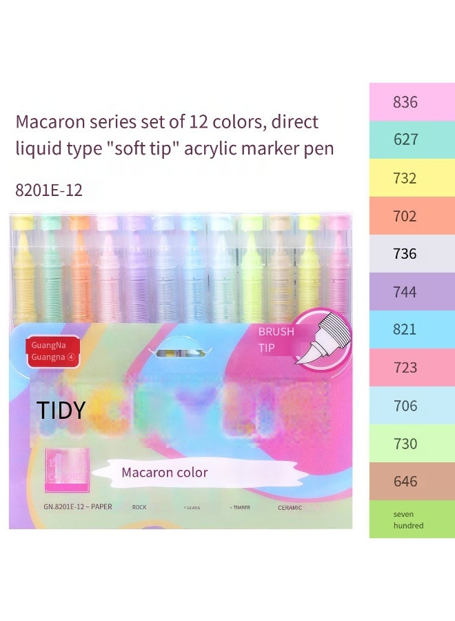 Guangna 12 Skin Tone Acrylic Paint Markers, Red Brown Brush Tip Acrylic Paint Pens for Pumpkin Paint, Rock Painting, Wood, Glass, Paper, Coloring Book, Ceramic, Canvas, DIY Crafts, Water-Based Ink - Image 1