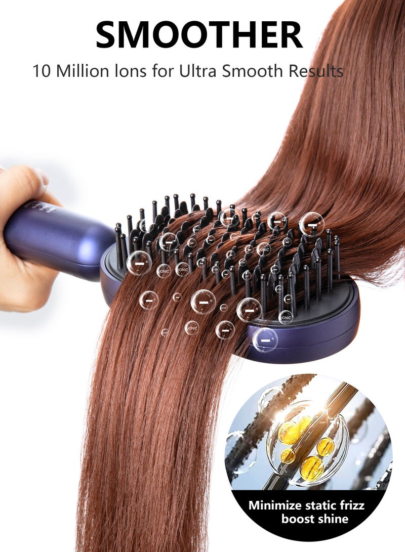 دوشر فرشاة فرد الشعر ، الشعر مع مشط مدمج 30 ثانية تسخين سيراميك سريع ، 3 إعدادات درجة الحرارة ، مضاد للحرق وإغلاق تلقائي لمدة 60 دقيقة ، مثالي لجميع أنواع الشعر (أزرق) - Image 3