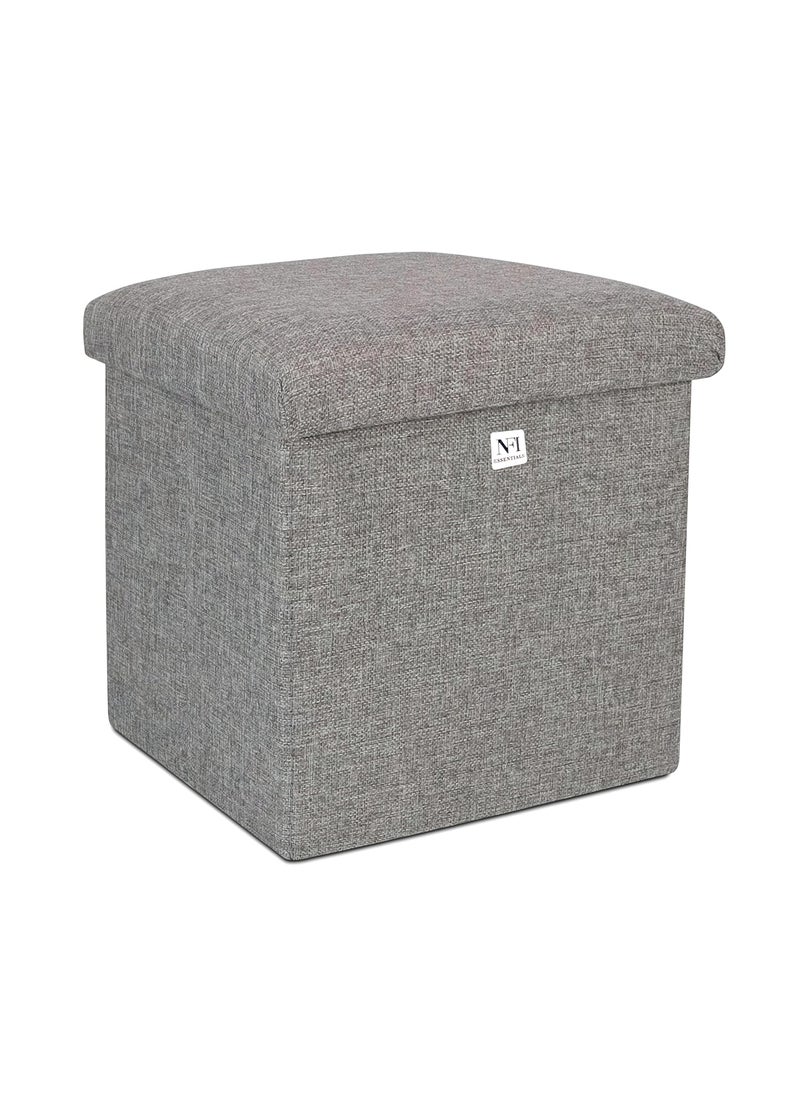 NFI essentials NFI essentials Folding Organizer Storage Box Fabric Ottoman Cube Bench Foot Rest Stool Coffee Table Chest Stool Home Storage Organizer with Cushion Seat 30x30x30 cm  - Image 1