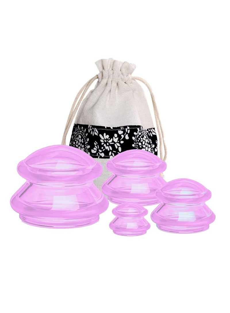 4Pcs Set Moisture Absorber Anti Cellulite Vacuum Cupping Cup Silicone Family Facial Body Massage Therapy - Image 1