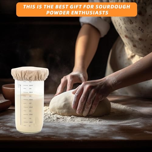Pretwad 6 Pack Sourdough Starter Jar Covers Cloth - Reusable Linen Covers Cloth for Elastic Sourdough Starter Container, Unbleached Fabric Bread Fermentation Cover for Most 3-4 Inch Glass Mason-Jars - Image 4