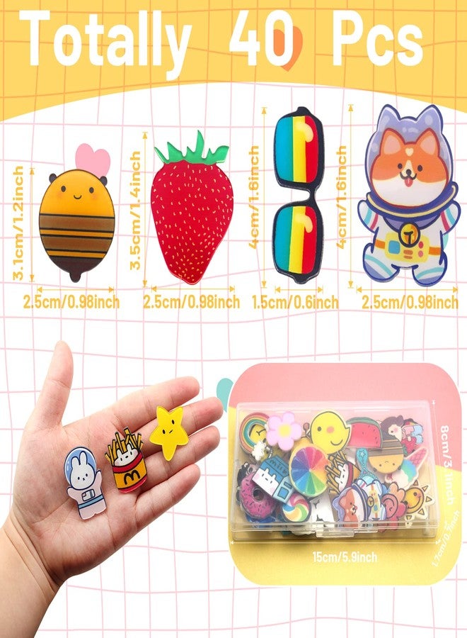 Cinvo 40 Pcs Acrylic Pins Bulk Decoration Cute Cartoon Pins Lapel Pin Set Locking Pins Backs Brooch Badge Bar Pins for Backpack Bags Clothing Jackets Hats Caps DIY Crafts(40 Assorted Styles) - Image 4