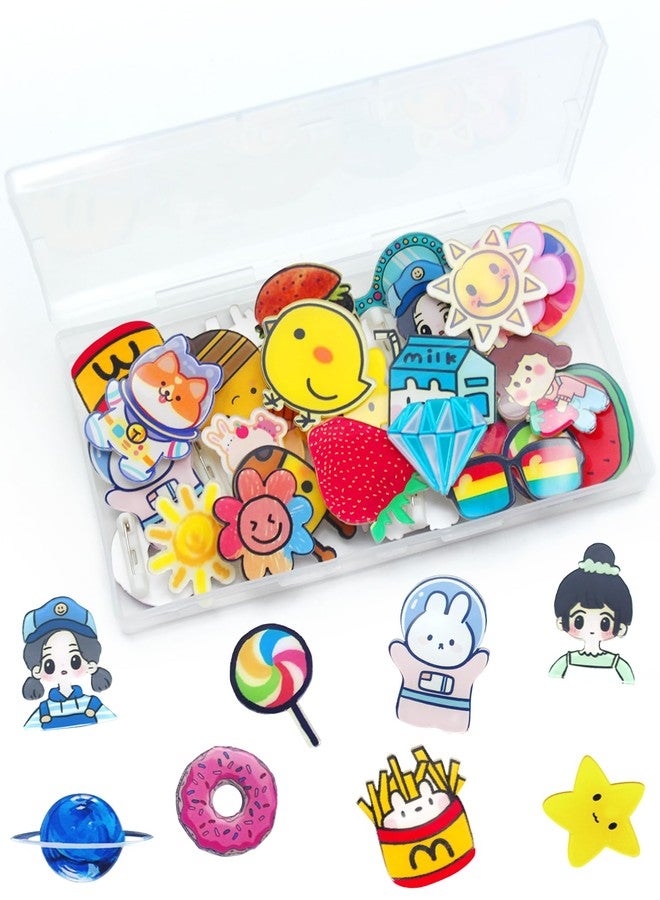 Cinvo 40 Pcs Acrylic Pins Bulk Decoration Cute Cartoon Pins Lapel Pin Set Locking Pins Backs Brooch Badge Bar Pins for Backpack Bags Clothing Jackets Hats Caps DIY Crafts(40 Assorted Styles) - Image 1