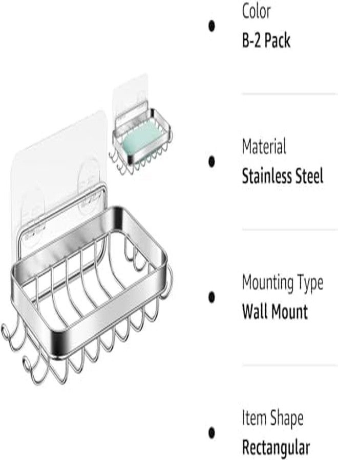 HAMITOR 2 Pack Shower Wall Soap Dish Holder: Wall Mounted Draining Soap Saver for Bathroom Tile - Rectangle Bar Soapdish with Perforation - Replacement for Suction Soapholder - Double - Image 5