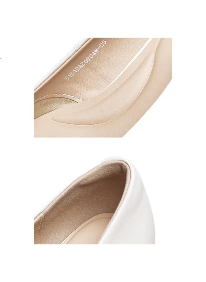 YEARCON Women'S Shoes Chunky Heel Fashion Shoes Shallow Mouth Fitted High Heels Work Temperament Women'S Single Shoes 26904W White 39 - Image 3