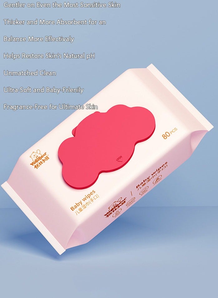 Baby Wipes 80 wipes*4 Packs Cleansing Water Wet Wipes for Babies and Adults 99.9% Purified Multi Purpose Aqua Wipes Ideal for Sensitive Skin and Gentle Baby Care - Image 2