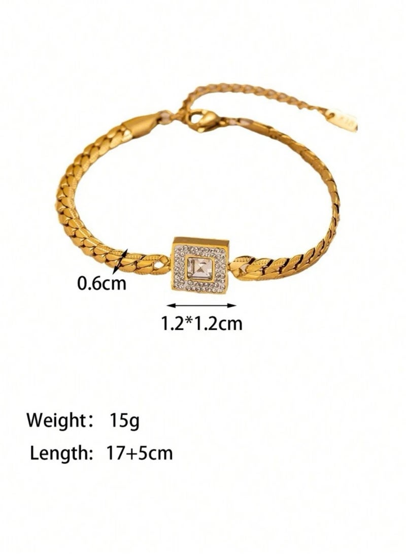 نيو ستايل اسوارة نسائية أنيقة من الاستانلس ستيل مطلية باللون الذهبي عيار 18 - Image 3