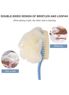Halamine Shower Brush,Bath Body Brush,with Curved Long Handle for Skin Exfoliating Bath,Men and Women,Blue  - Image 3