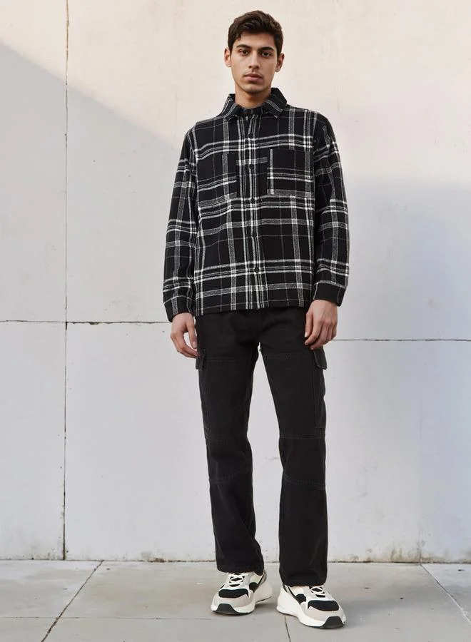 Lee Cooper Lee Cooper Men Regular Fit Checked Long Sleeves Shacket