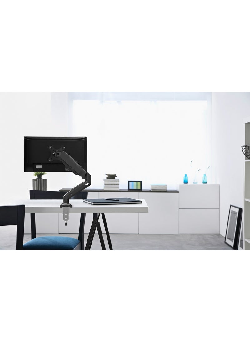 Skill Tech Skilltech SH130 C012 Mechanical Spring Single Monitor Arm 17–32", 2–9kg Load, Full Motion Tilt/Swivel/Rotation, Max VESA 100×100, Clamp & Grommet Installation – Matte Black - Image 2