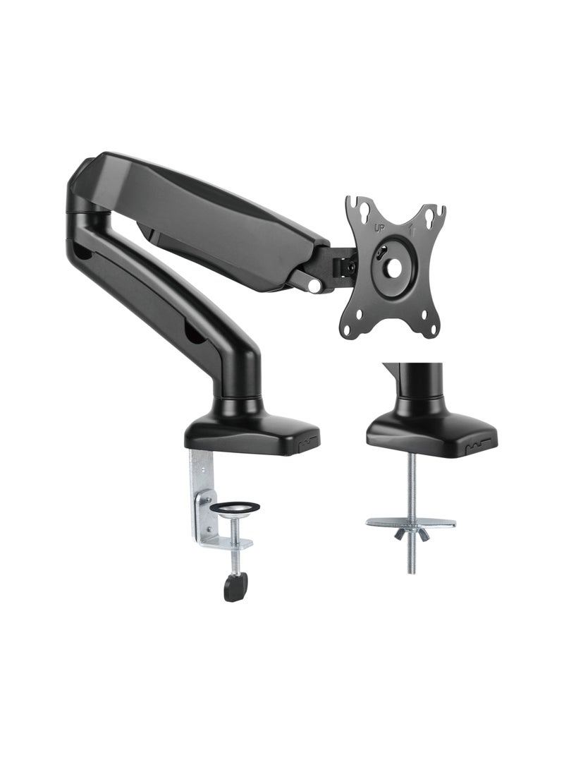 Skill Tech Skilltech SH130 C012 Mechanical Spring Single Monitor Arm 17–32", 2–9kg Load, Full Motion Tilt/Swivel/Rotation, Max VESA 100×100, Clamp & Grommet Installation – Matte Black - Image 3