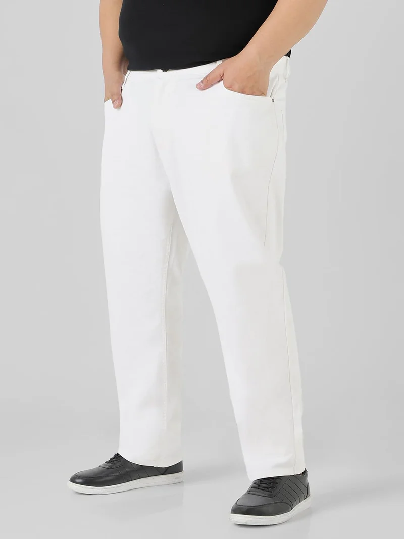 Urbano Fashion  Urbano Plus Men's White Regular Fit Stretch Jeans  | Best Price UAE