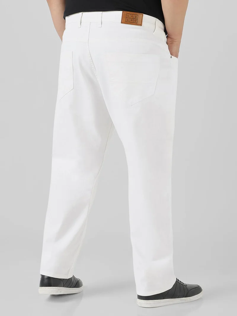 Urbano Fashion  Urbano Plus Men's White Regular Fit Stretch Jeans  | Best Price UAE