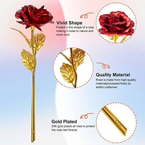 Befinr Christmas Flowers Gifts for Women, Mom Birthday Gifts for Christmas, Galaxy Glass Rose Forever Preserved Flowers Eternal Crystal Roses Xmas Gifts for Grandma Wife Sister Her Friends, Red - Image 4