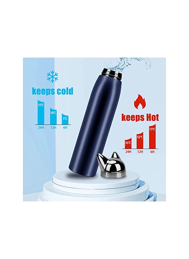 Zaboon Water Bottle Stainless Steel Insulated Water Bottles Thermos Vacuum Travel Coffee Mug For Kids Girls Women Leakproof Cat Insulated Water Bottle 320 Ml/10.8 Oz (Blue) - Image 3