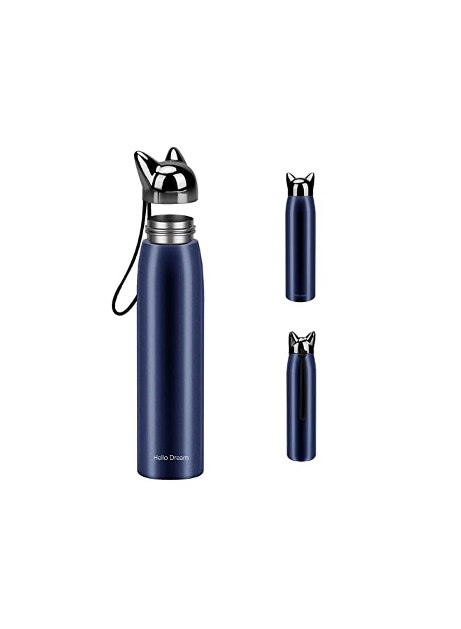 Zaboon Water Bottle Stainless Steel Insulated Water Bottles Thermos Vacuum Travel Coffee Mug For Kids Girls Women Leakproof Cat Insulated Water Bottle 320 Ml/10.8 Oz (Blue) - Image 2