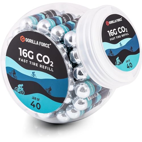 Gorilla Force Threaded CO2 Cartridges, 16g for Bike Tire Inflators, Jar of 40 - Image 1