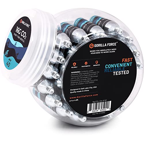 Gorilla Force Threaded CO2 Cartridges, 16g for Bike Tire Inflators, Jar of 40 - Image 4