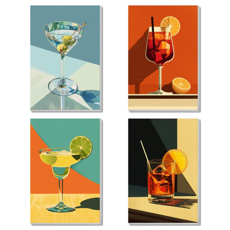 obterie 4 Pack Framed Paint by Numbers Kit for Adults Beginner Canvas Painting by Numbers for Adults Cocktail Easy Adult Paint by Number Kits with Frame Cocktails Art Watercolor Painting by Number 8x12 Inch - Image 1