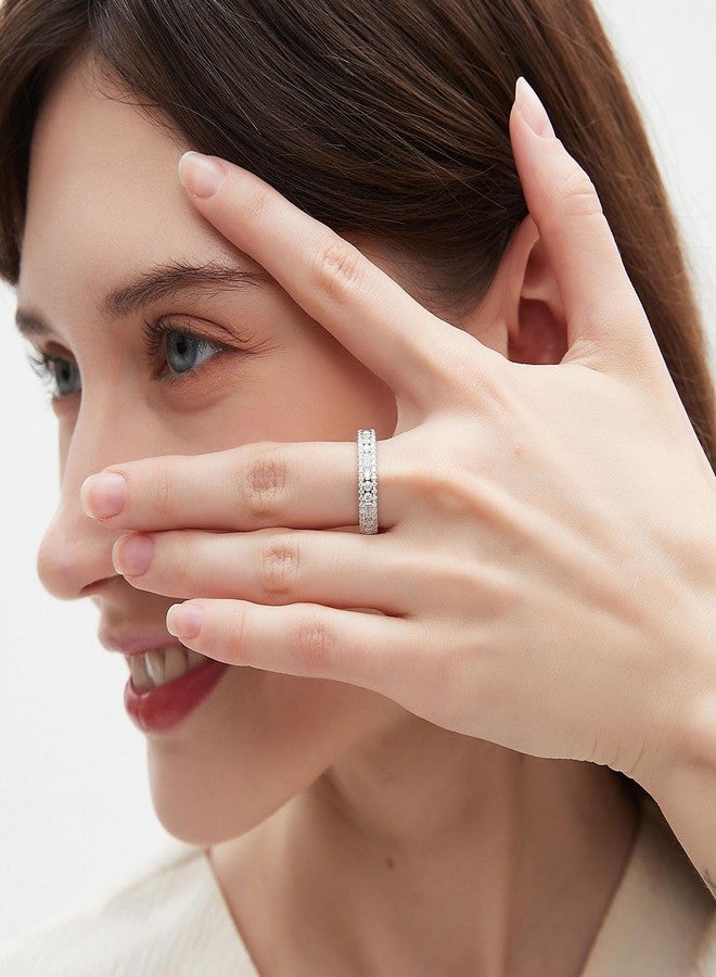 Newshe Jewellery Moissanite Rings for Women 925 Sterling Silver Wedding Bands Pave Emerald Eternity Band Ring Size 9.5 - Image 4